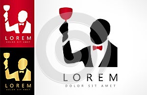 Sommelier - man with wine glass logo