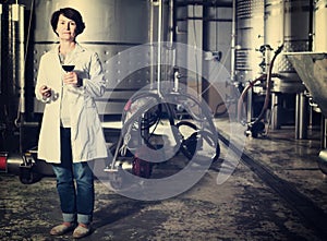 Sommelier woman on winery