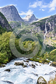 Sommer, beauty, mountains, water, nature. It is Jostedalsbreen Nasjonalpark, Norway, Europe