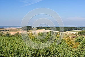 A sommer view of the region from the Brasy lookout tower. West Bohemia