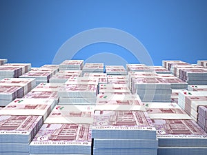 Somoni money. Somoni  banknotes. 3 TJS Tajik bills. 3d illustration