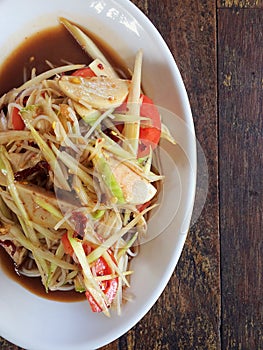 Somtum is famous Thai food