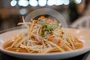 Somtum or papaya salad, famous Thai food