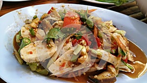 Somtum papaya salad with pork