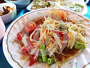 somtum spicy food in thailand