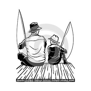 Son and Dad - fishing design - father and son fishermans photo