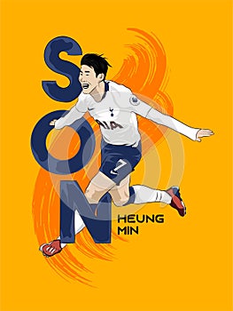 Digital art of Son Heung Min who plays for Tottenham Hotspurs