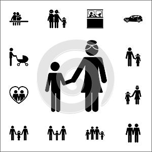 son with mother hold hands icon. Detailed set of Family icons. Premium quality graphic design sign. One of the collection icons fo