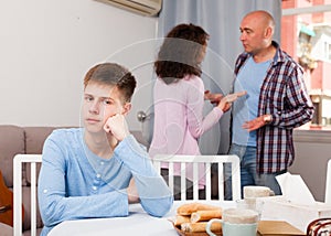 Son suffering from parents conflicts