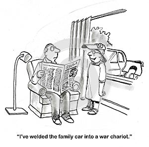 Son Welds Car into Chariot
