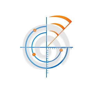 Sonar or radar user interface vector illustration design
