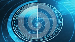 Sonar Screen For Submarines And Ships. Radar Sonar With Object On Map