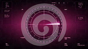 Sonar Screen For Submarines And Ships. Radar Sonar With Object On Map. Futuristic HUD Navigation monitor