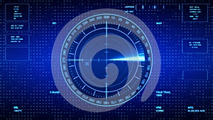 Sonar Screen For Submarines And Ships. Radar Sonar With Object On Map. Futuristic HUD Navigation monitor