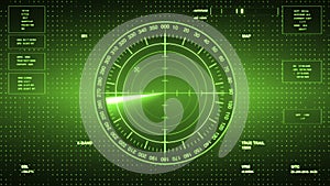Sonar Screen For Submarines And Ships. Radar Sonar With Object On Map photo
