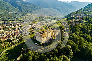 Sondrio, Valtellina, Italy, view of Sondrio and the Convent of S. Lorenzo