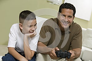 Sonfather Playing Video Game