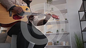 song learning guitar playing man musician home