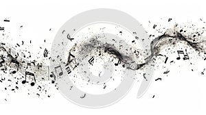 song line with music notes background isolated