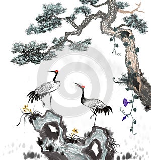 Songhe Yannian hanging painting Chinese painting photo