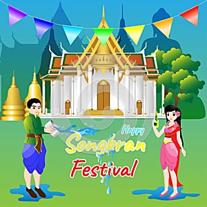 Happy songkran festival. Thai new year celebrated on april