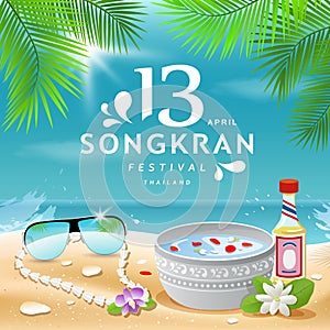 Songkran Festival summer of Thailand on sea