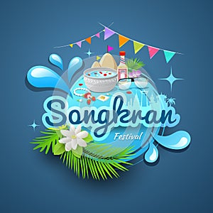 Songkran festival of Thailand logo design