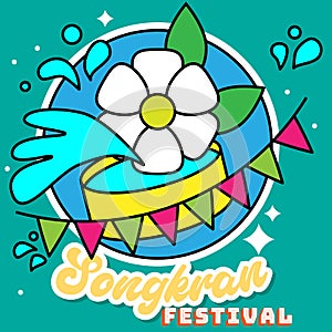 Songkran festival thailand sticker illustration design