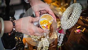 Songkran traditions in Thailand Thai Buddhists often take out Buddha statues in their homes and bathe