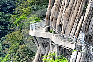 Songshan sanhuang plank walkway and geological formations China