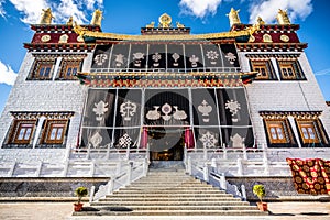 Songzanlin monastery building facade view called Jaya Khamtsen Shangri-La Yunnan China photo