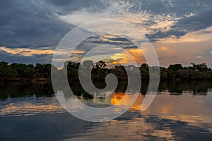 Beautiful sunset on the Zambezi River.