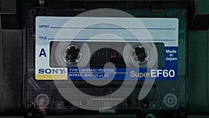 Sony Audio Cassette Tape, Playing or Recording Sound or Music, Close Up