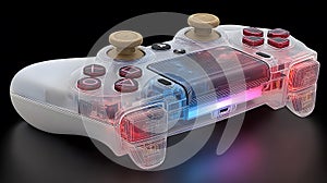 Sony DualSense controller used for PlayStation 5 gaming console in perspective view