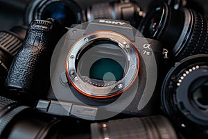 Sony A7III in a bunch of camera lenses