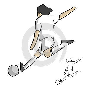 Sooccer player shooting vector illustration sketch doodle hand d