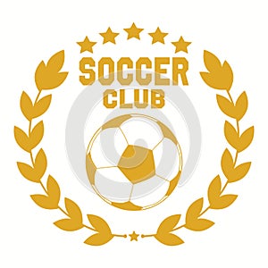 Soocer club logotype or emblem in retro style with stars and laurel wreath