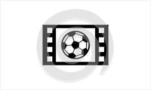 Soocer Football inside Filmstrip icon logo design vector illustration
