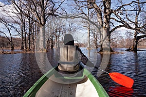 Soomaa National Park. Fifth season spring flood on TÃµramaa wooded meadow