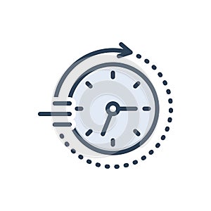 Color illustration icon for Soon, time and clock