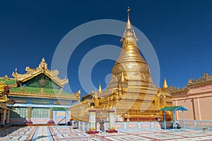 Soon Oo Ponya Shin Pagoda , Sagaing, Mandalay , Myanmar.The pagoda is located on the top of the Sagaing Hill