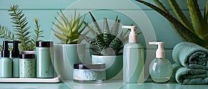 Soothing Aloe Skincare Range with Natural Backdrop. Concept Organic Skincare, Aloe Vera Benefits,