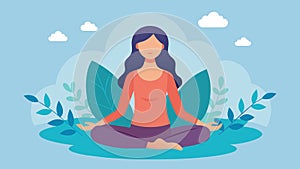 A soothing female voice narrates the meditations providing a sense of comfort and guidance.. Vector illustration. photo
