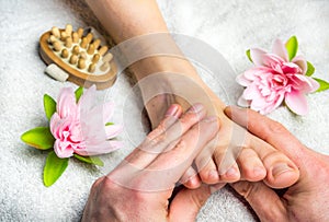 Soothing foot massage wellness background