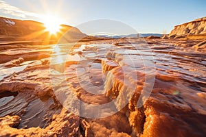 Soothing geothermal baths under radiant sunlight, ultimate relaxation