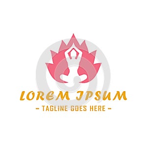 A soothing logo design featuring the silhouette of a woman in a yoga pose with a butterfly and flower, representing growth.