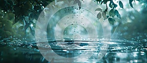 Soothing Nature Symphony: Purity Drop in Harmony. Concept Nature Photography, Water Reflections,