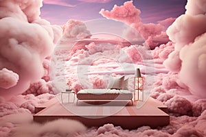 Soothing Pink clouds room. Generate Ai