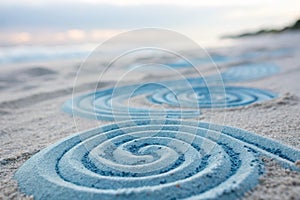 Blue swirling sand particles art photo