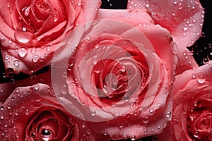 Soothing Rose pink water drops. Generate Ai